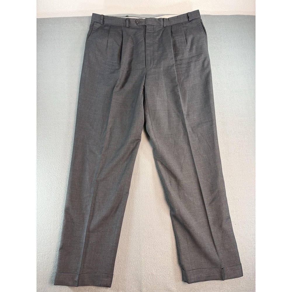 Vintage Ralph Lauren Pants Mens 38x30 Gray Classic Wool 120s Cashmere Pleated